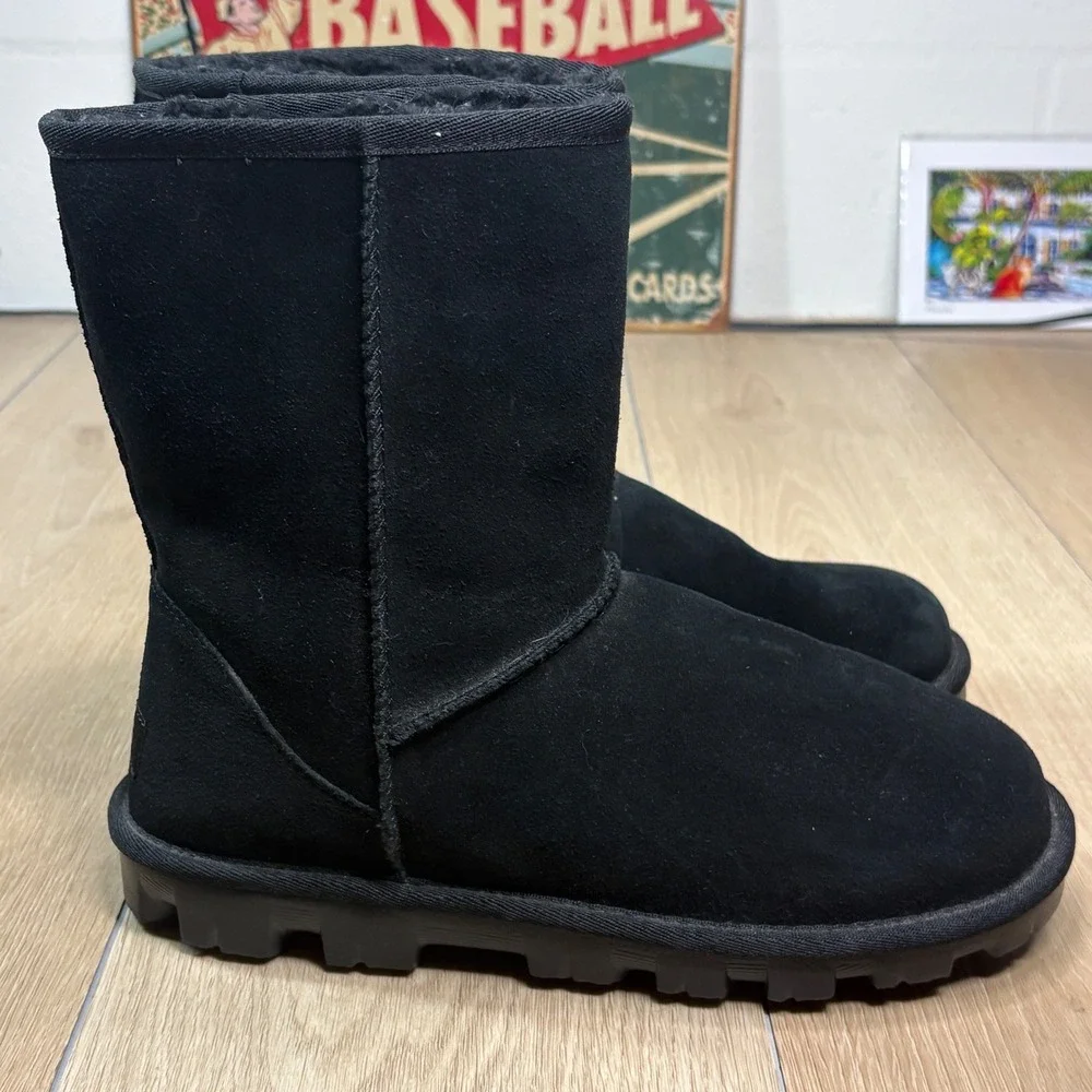 UGG Classic Short Dual Density Black Suede Sheepskin Boots 1115037 Womens 8